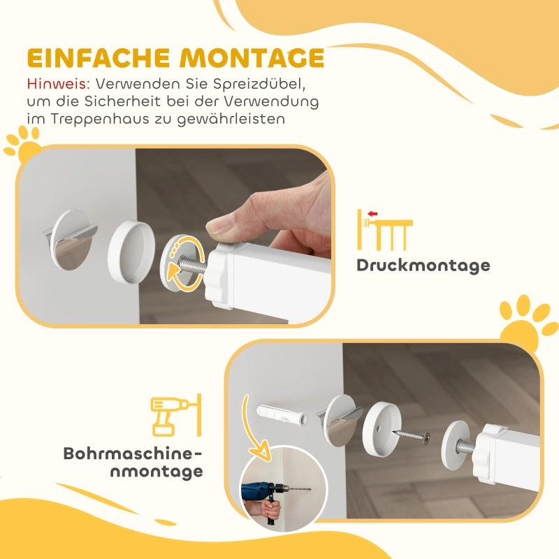 Cancelletto di sicurezza per scale, senza foratura, con chiusura automatica per bambini, cucina, scale, 76-89 x 76 cm, bianco