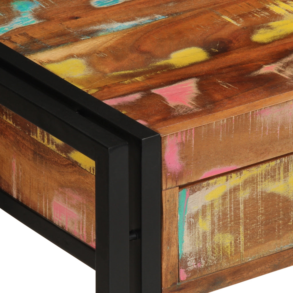 Tavolo Consolle Multicolore 120x33x75 cm Legno Massello di Recupero