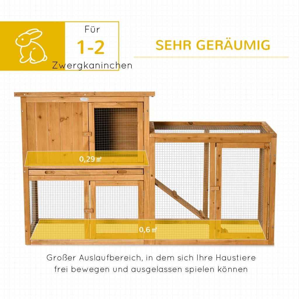 Gabbia per Animali Domestici con Recinto Esterno ¨C Zephmum ¨C Marrone 141x60x86 cm