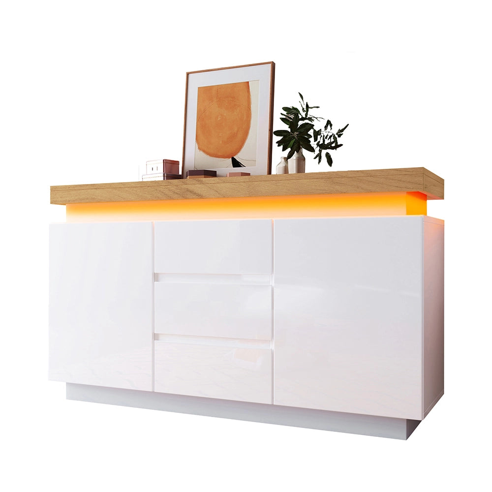 Buffet con illuminazione LED - Xylo - 81x140x39 cm - Bianco - Controllo App