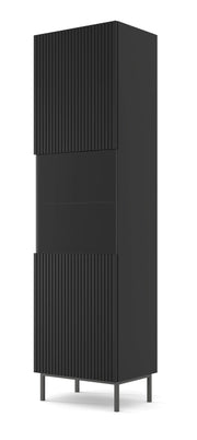 MOBILE RAVENNA B VETRINA IN MDF RIVESTITO IN FOGLIO 1DS 60x217 NERO OPACO CORNICE NERA