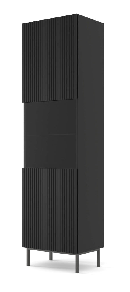 MOBILE RAVENNA B VETRINA IN MDF RIVESTITO IN FOGLIO 1DS 60x217 NERO OPACO CORNICE NERA