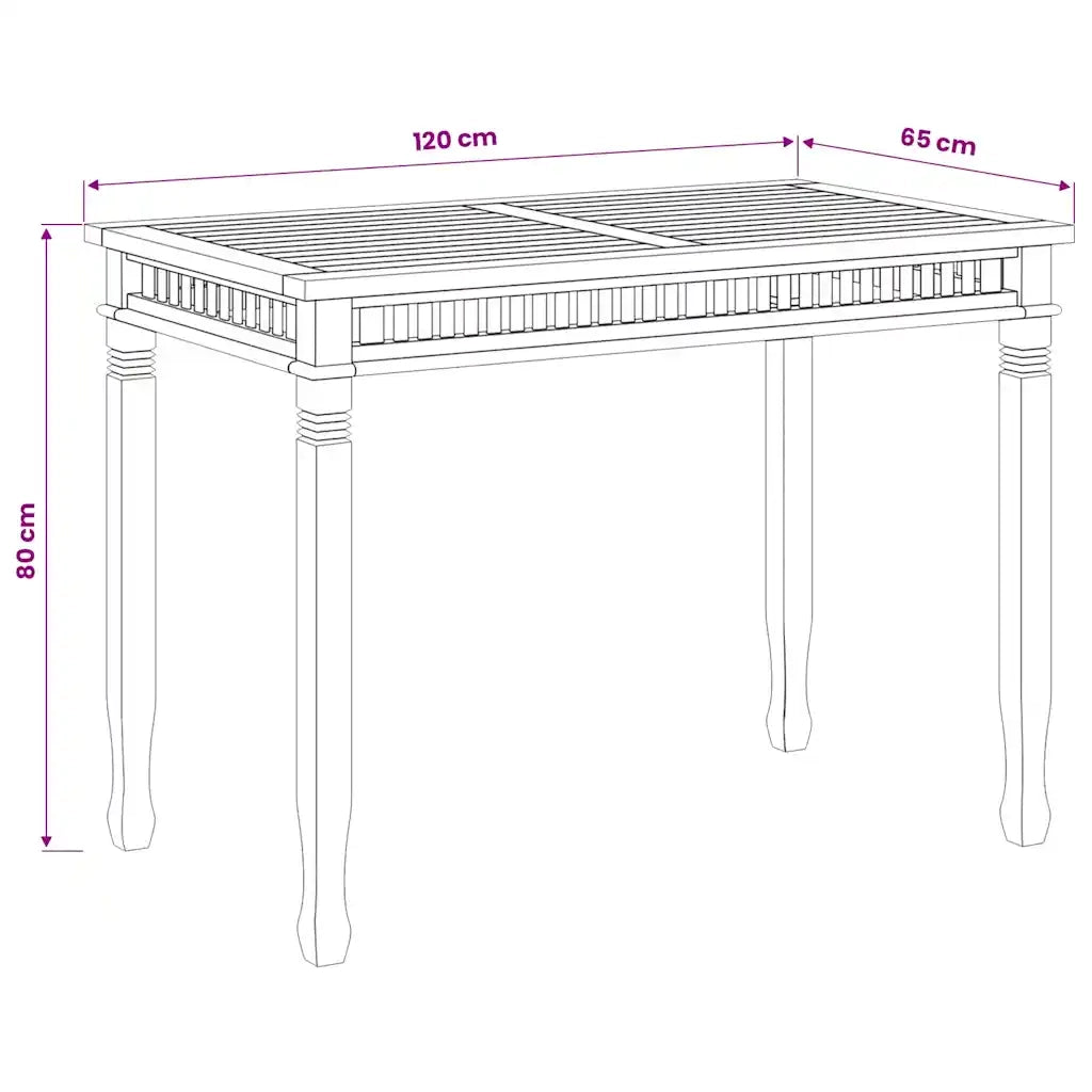 Tavolo da Pranzo per Giardino | Tavolino da esterno 120x65x80 cm in Massello di Teak