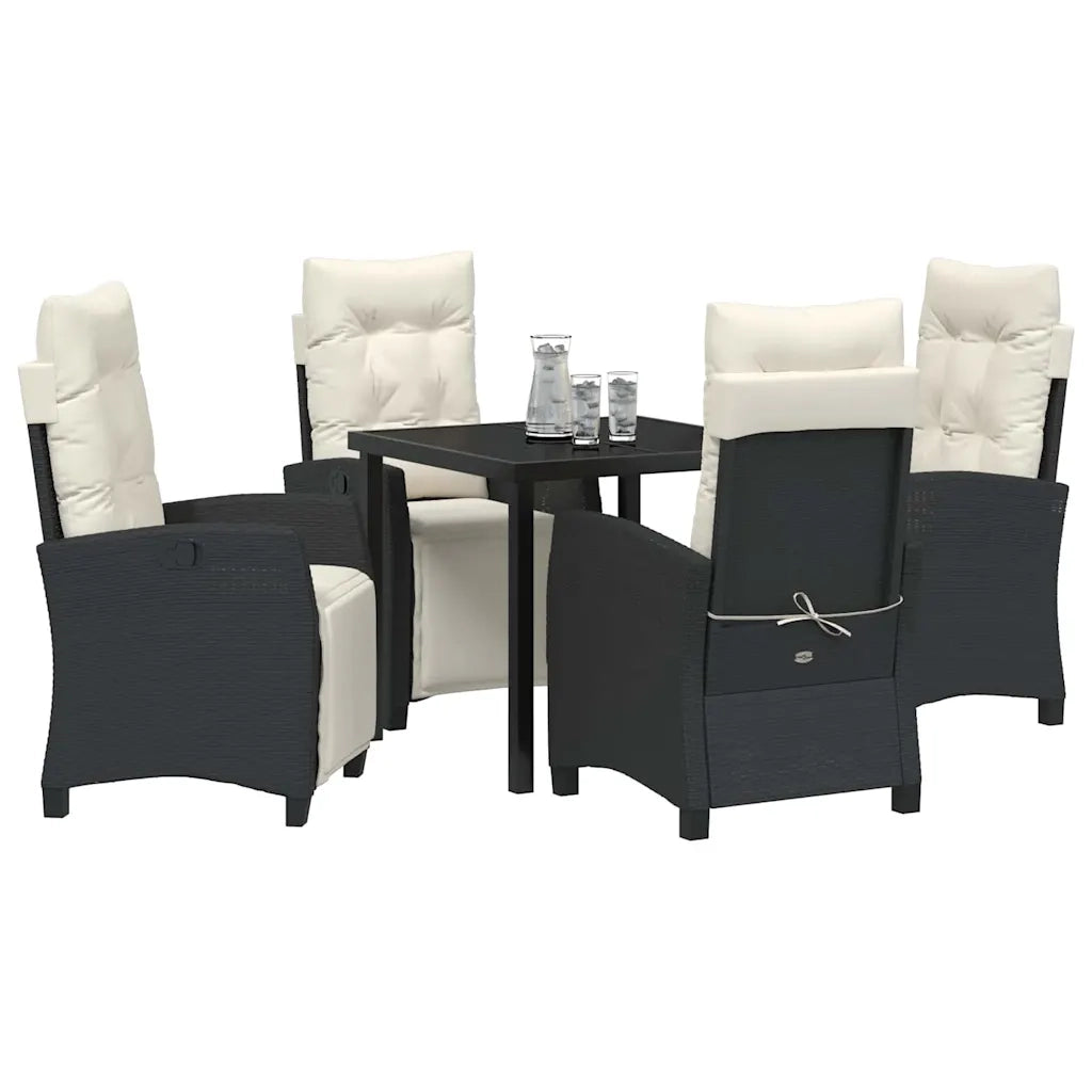 Set da Pranzo per Giardino con cuscino 5 pcs Nero polyrattan 3380415