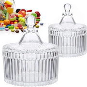 Due vasetti di vetro per dolci con coperchio, vasetti decorativi di vetro, vasetti di vetro per dolci, vasetti di vetro per servire dolci, ideali per regali, Natale, matrimonio, ufficio cucina (100 + 300 ml)