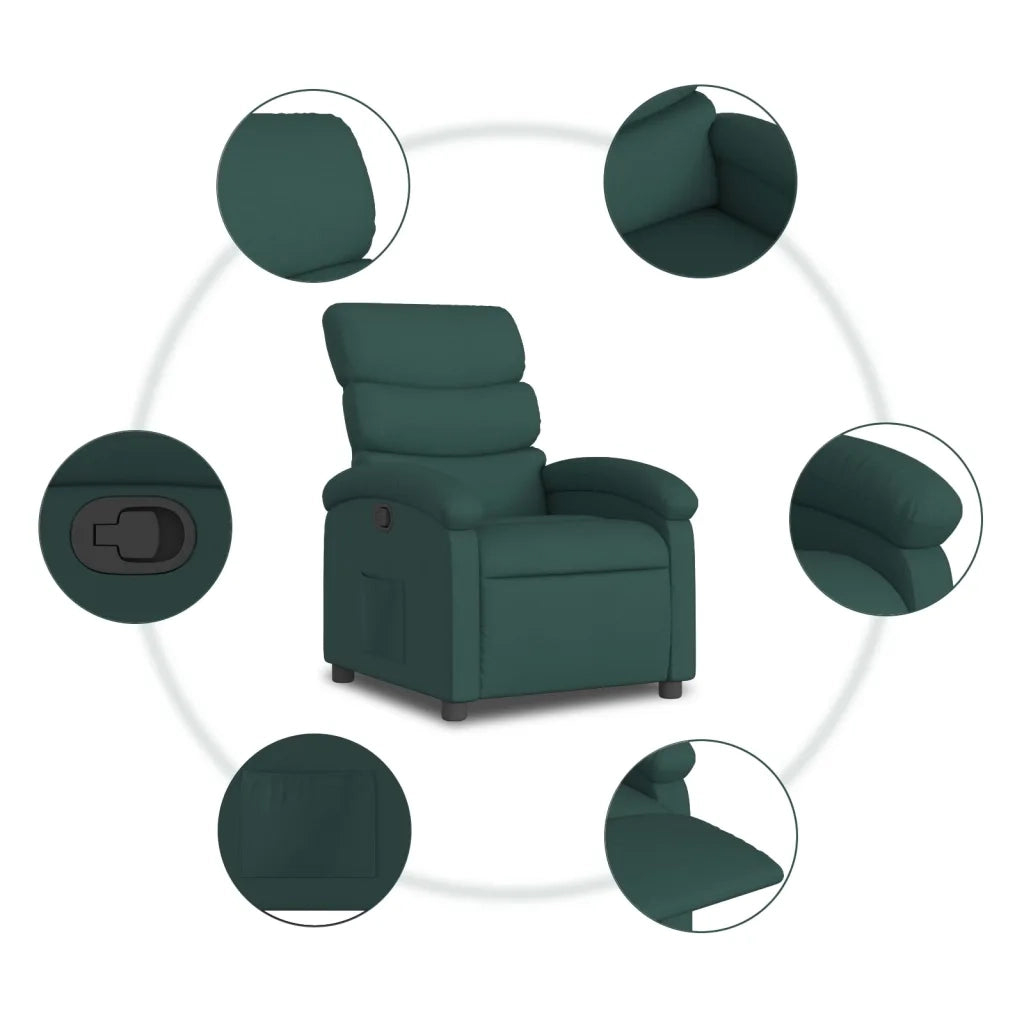 Divano Sedia-Poltrona reclinabile in Tessuto Verde Scuro 853485
