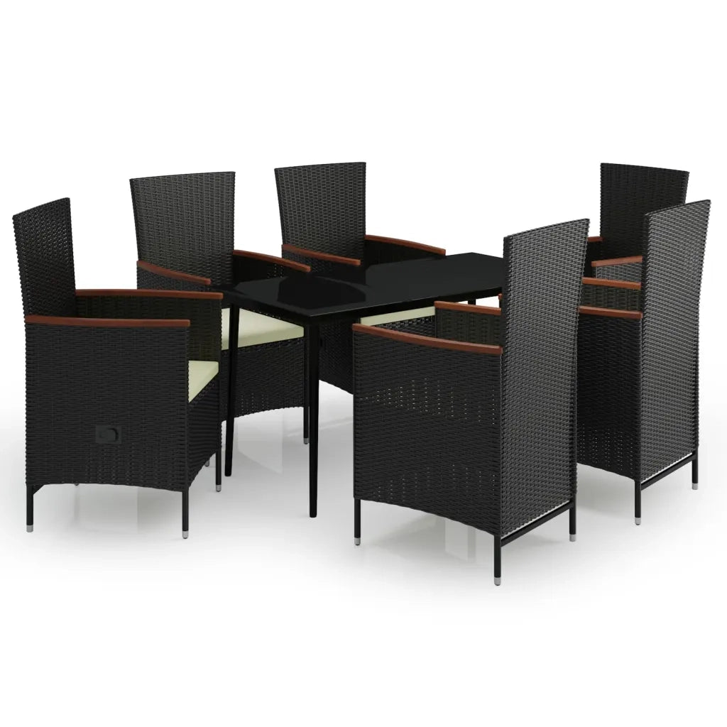 Set da Pranzo da Giardino 7 pz con Cuscini Nero 3099446
