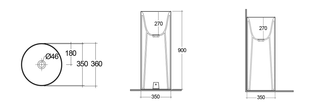 Lavabo freestanding tondo 36 cm linea petit