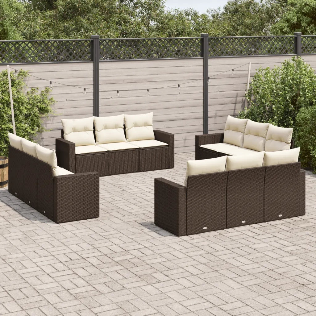 Set Divani da Giardino 12 pz con Cuscini Marrone in Polyrattancod mxl 87185