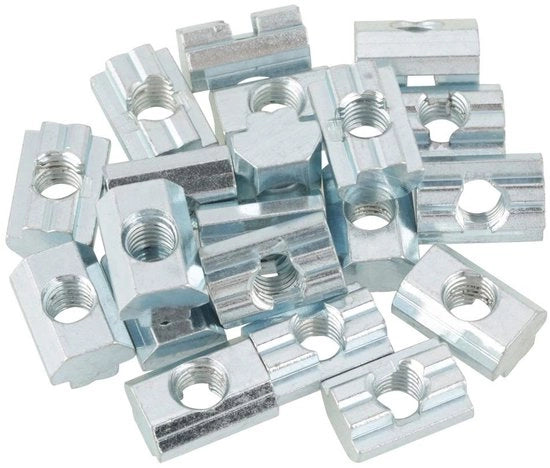 Materiale per fissaggio - T-Sleufmoeren - M8 - Verzinkt Koolstofstaal - Profilo Aluminium 40-Serie - Costruzione duratura - T-moeren 20 pezzi