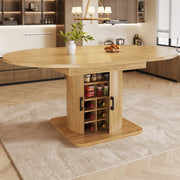 Tavolo allungabile con ripiani rimovibili e portabicchieri, per cucina, in MDF e metallo, naturale 118 × 118 × 76 cm