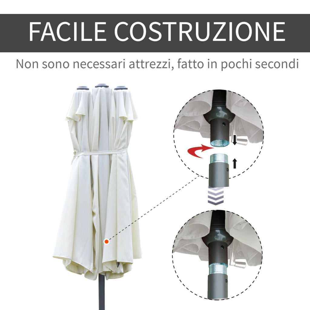 Ombrellone da giardino 12 stecche ¨C zephmum ¨C beige 455x265x238 cm