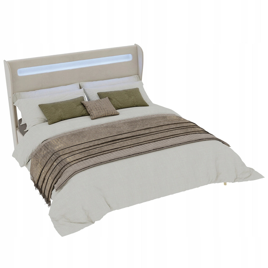 Letto imbottito 160x200 con LED - Xylo - Colore beige