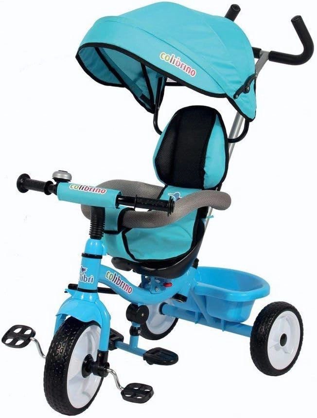 Triciclo Bambini 1 anno Passeggino Fronte Mamma e Strada Leggero | Triciclo Regolabile Bimbo Bimba 9 mesi Colibrino Blu