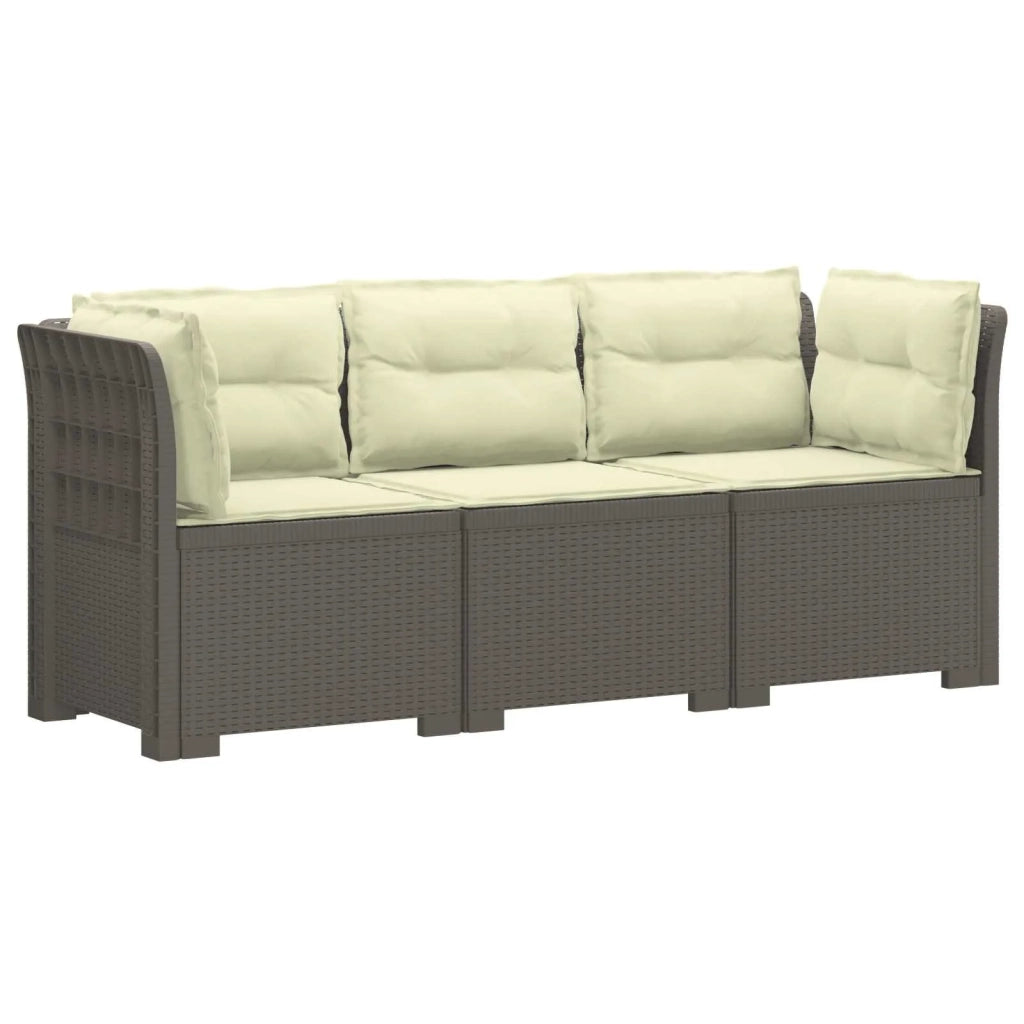 Divano da esterno-Divano da Giardino 3 posti con cuscini in look rattan PP 318264
