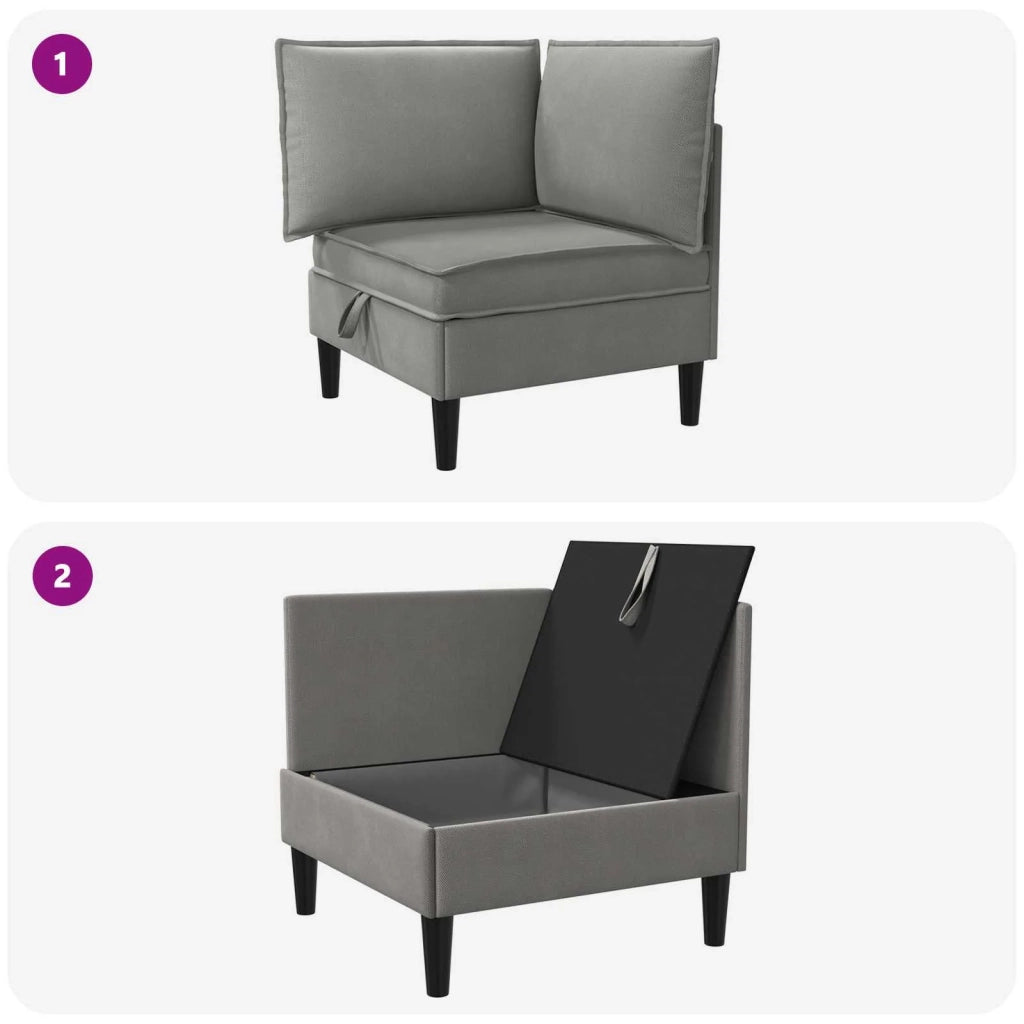 Divano Angolare con Storage Grigio scuro Velluto