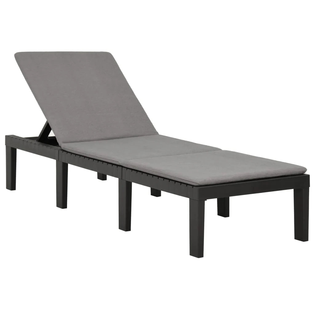Lettino prendisole sedia a sdraio lettino prendisole letto da giardino mobili da esterno per patio con cuscino in plastica antracite 02_0012500