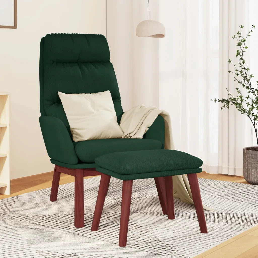 Poltrona Relax con Poggiapiedi Verde Scuro in Tessuto 3097568