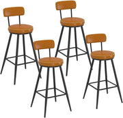 Set di 4 sgabelli da bar ISAURE in PU marrone con cuciture e gambe in metallo nero