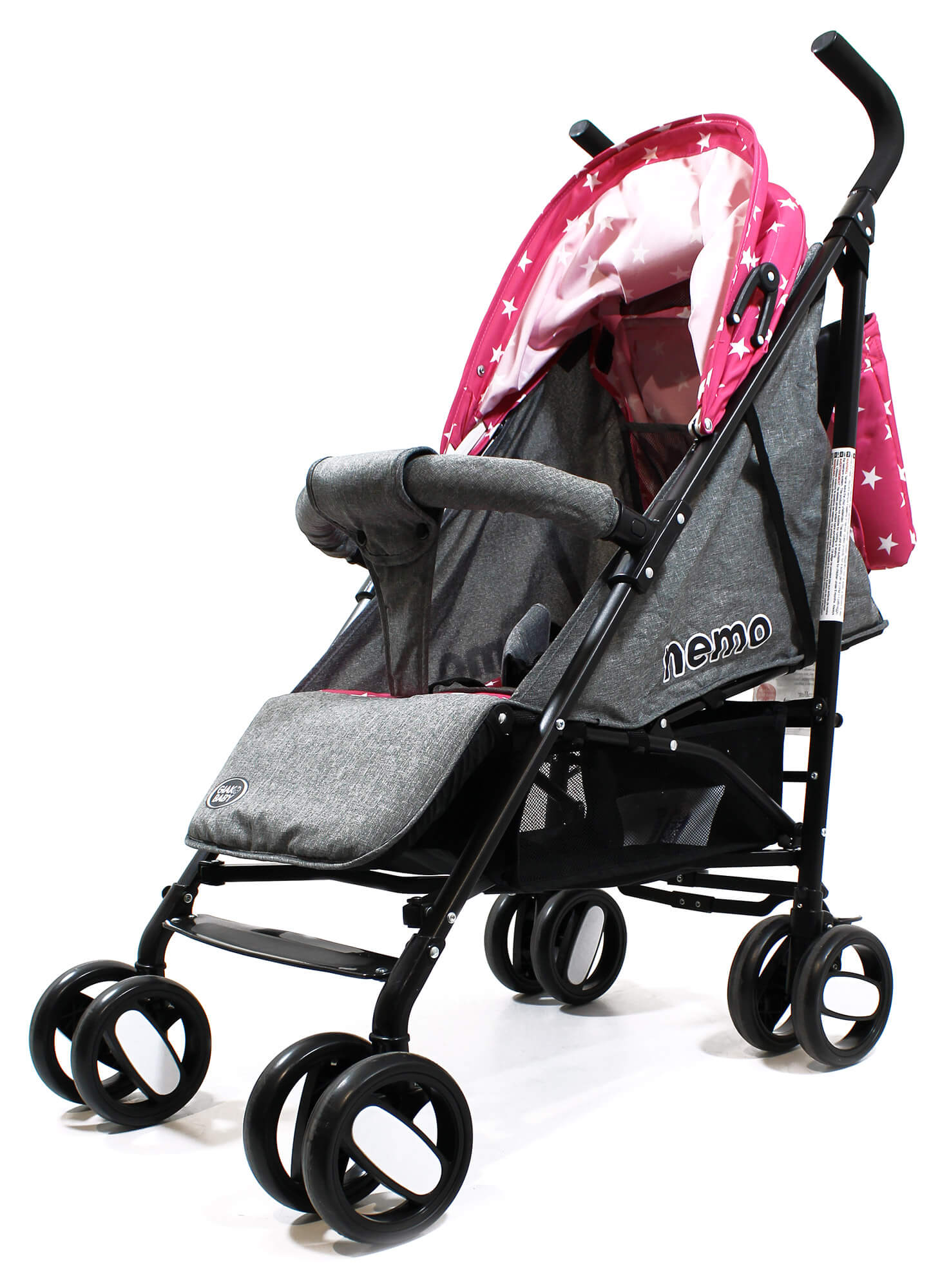 Passeggino Leggero per Bambini Pieghevole con Borsa Nemo Rosa con Stelle