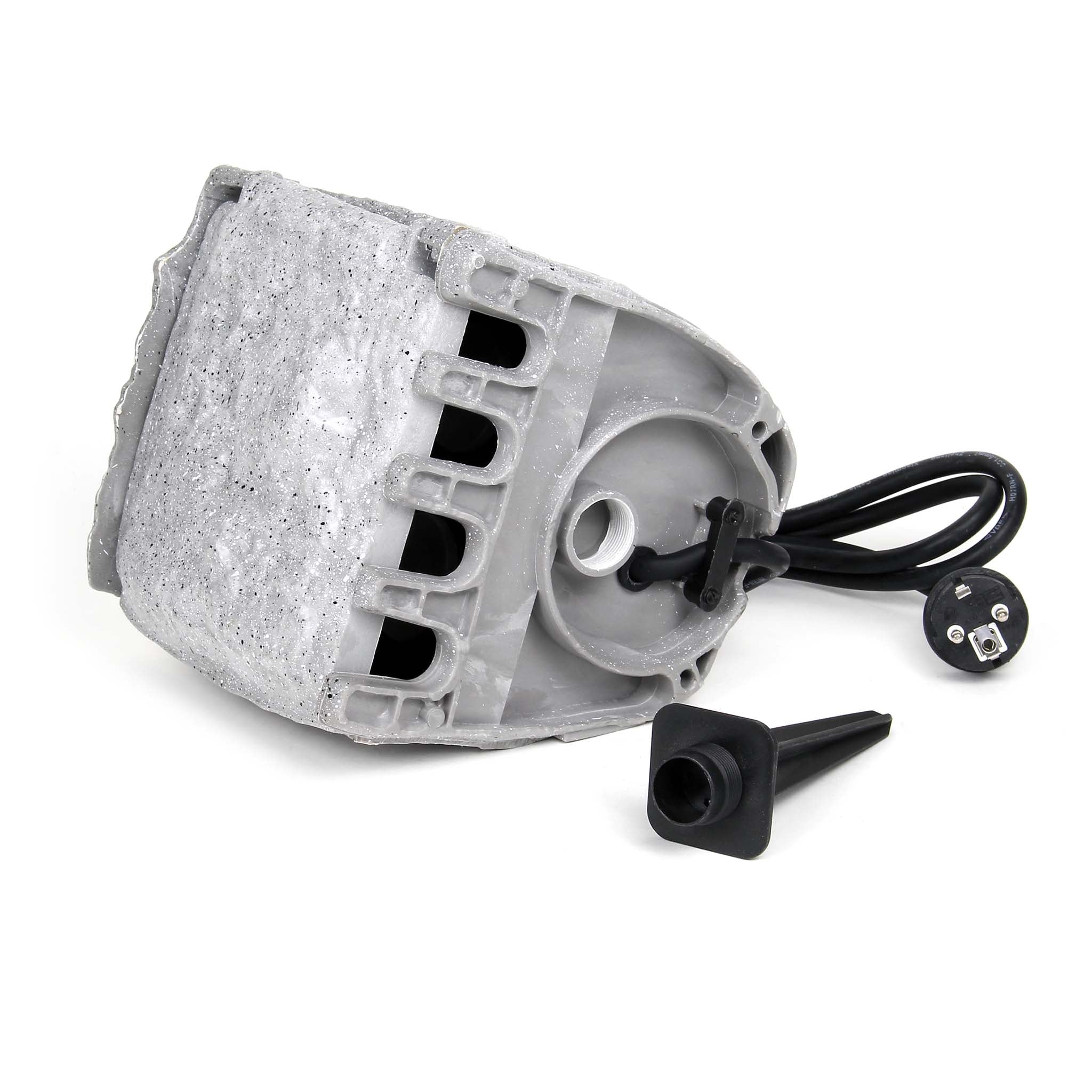 Presa multipla con sensore, effetto pietra, Multipresa per esterno con 4 prese, protezione IP44