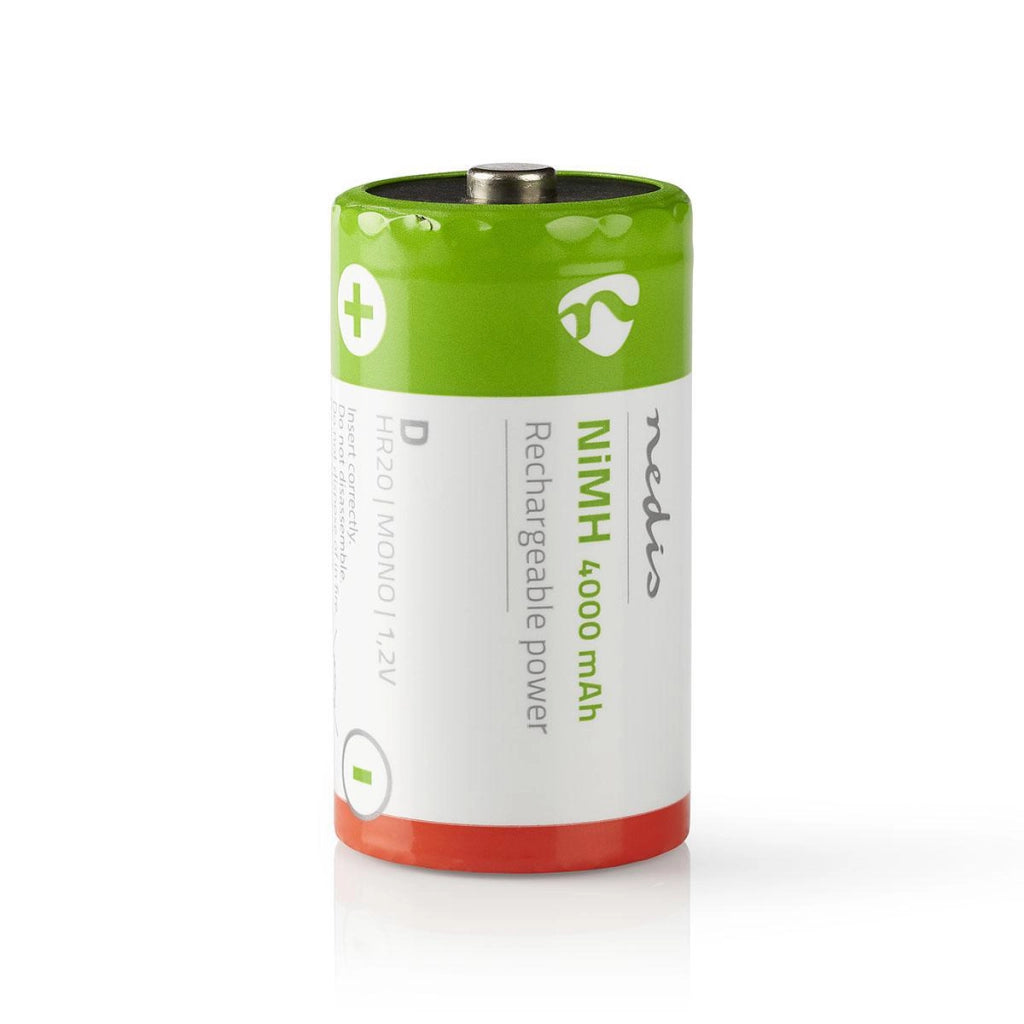 Set di 2 batterie ricaricabili NiMH-C 1,2V DC 4000mAh HR20 precaricate  Nedis