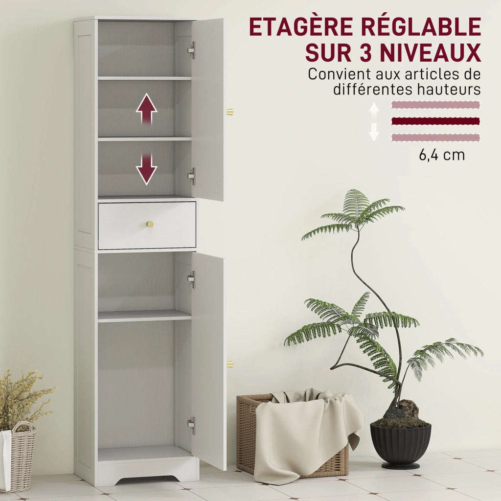 Armadio da bagno colonna con ante cassetto e ripiani regolabili ¨C Minimal ¨C bianco 40x29.5x170cm