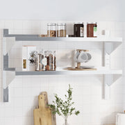 Mensola a Muro 2 Ripiani 100x23,5x60cm Argento in Acciaio Inox 30311