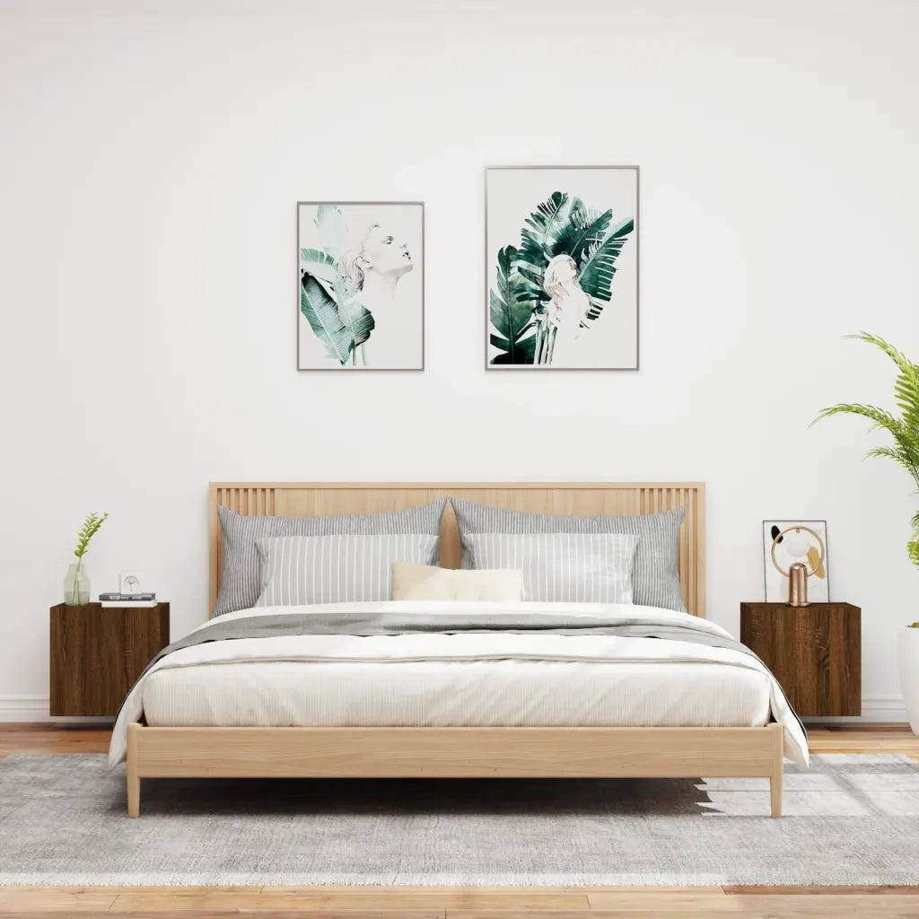 Mobili TV Muro 2pz-Set di 2 Credenza per TV sospesa Rovere Marrone 40,5x30x40 Legno Multistrato