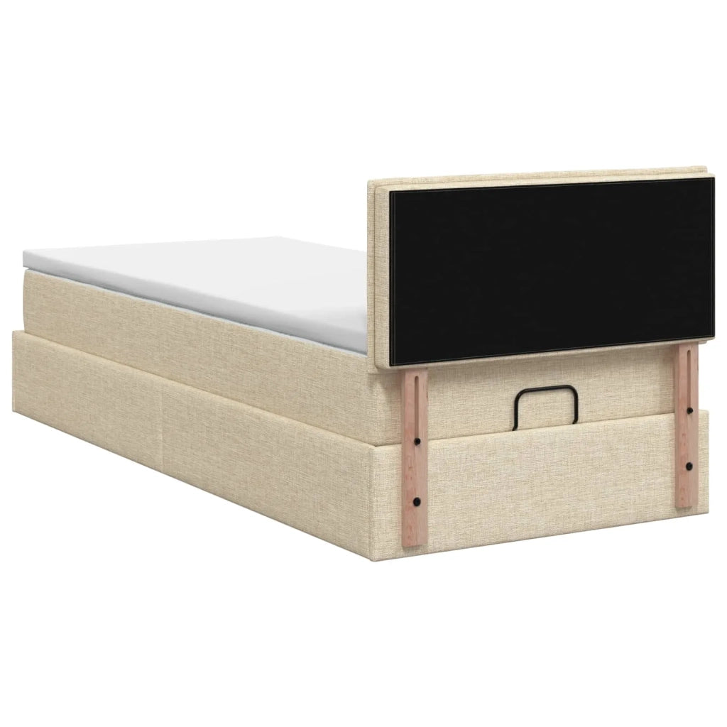 Letto ottomano con materasso Crema 100 x 200 cm Tessuto 3456224