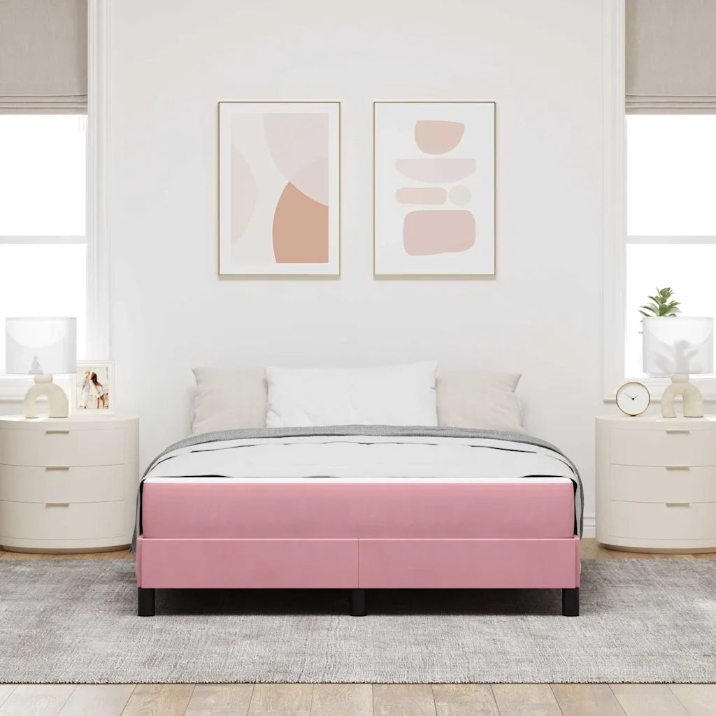 vidaXL Letto box spring con materasso Rosa 140 x 200 cm Velluto