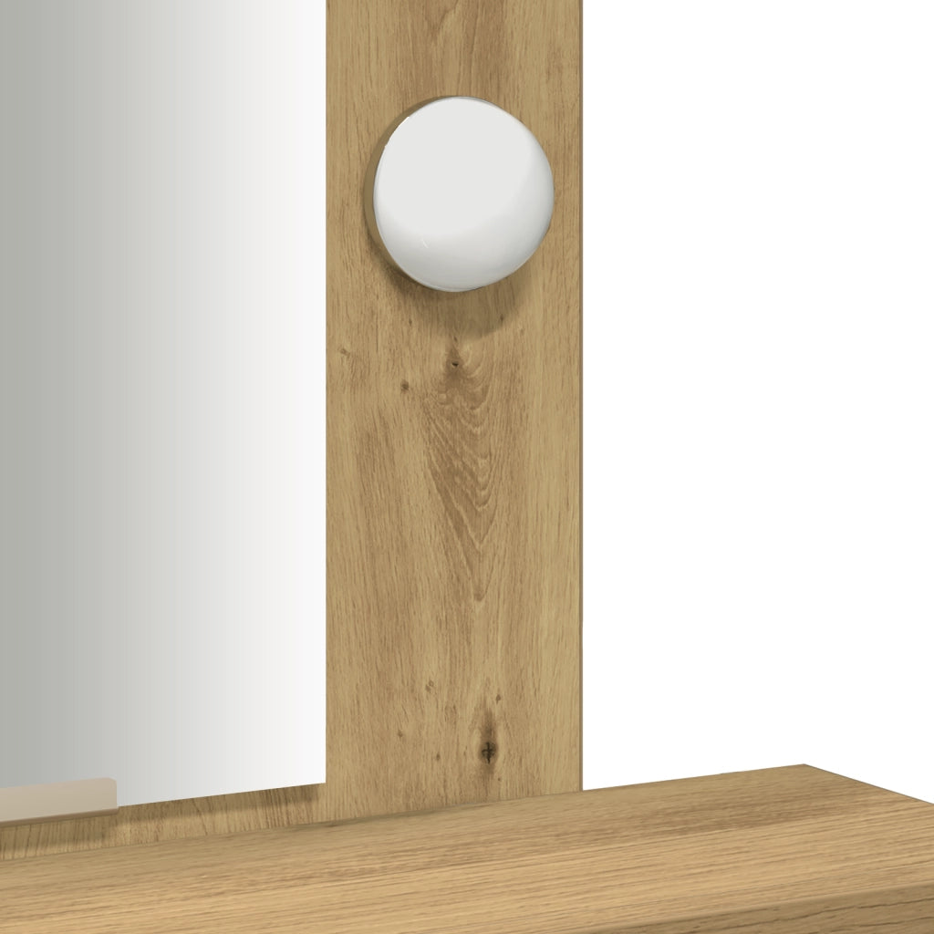Toeletta con Luci LED Rovere 50x41x140 cm
