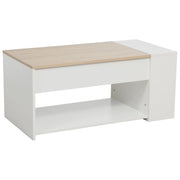 Tavolino Jasmine 100x50x45cm Colore Bianco Legno E Top Naturale