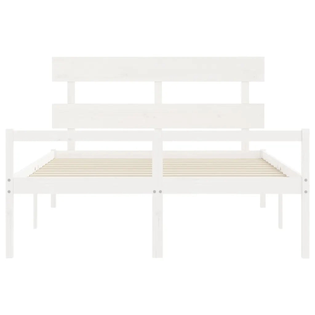 Letto per Anziani con Testiera-Struttura Letto per Anziani Bianco 160x200 cm Legno Massello 934583