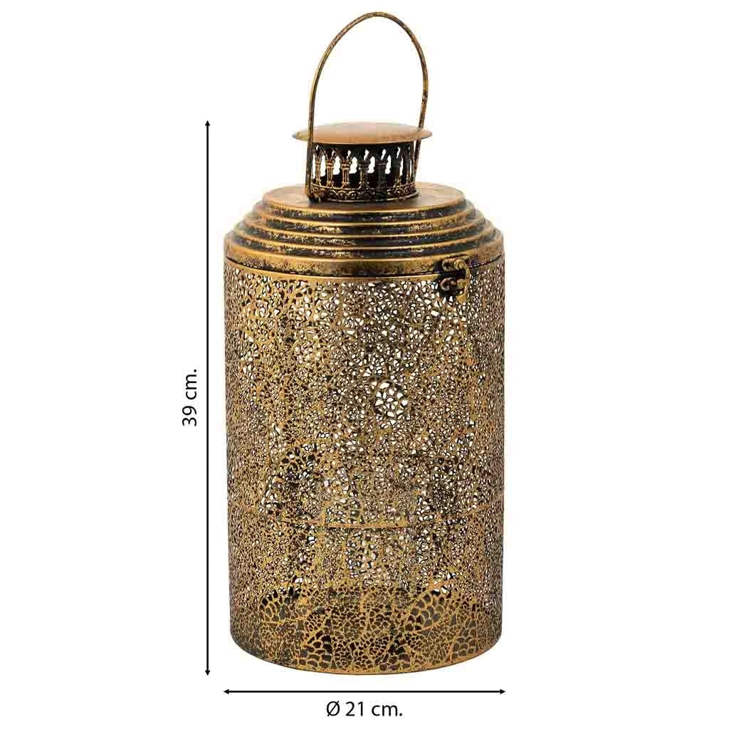 Portacandele in metallo dorato 21x21x39h