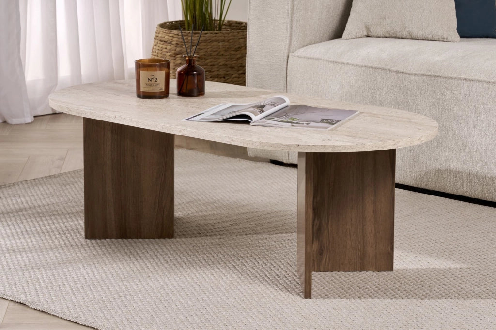 Tavolino in legno "Sable" 119 x 60 x 40 cm - Travertino