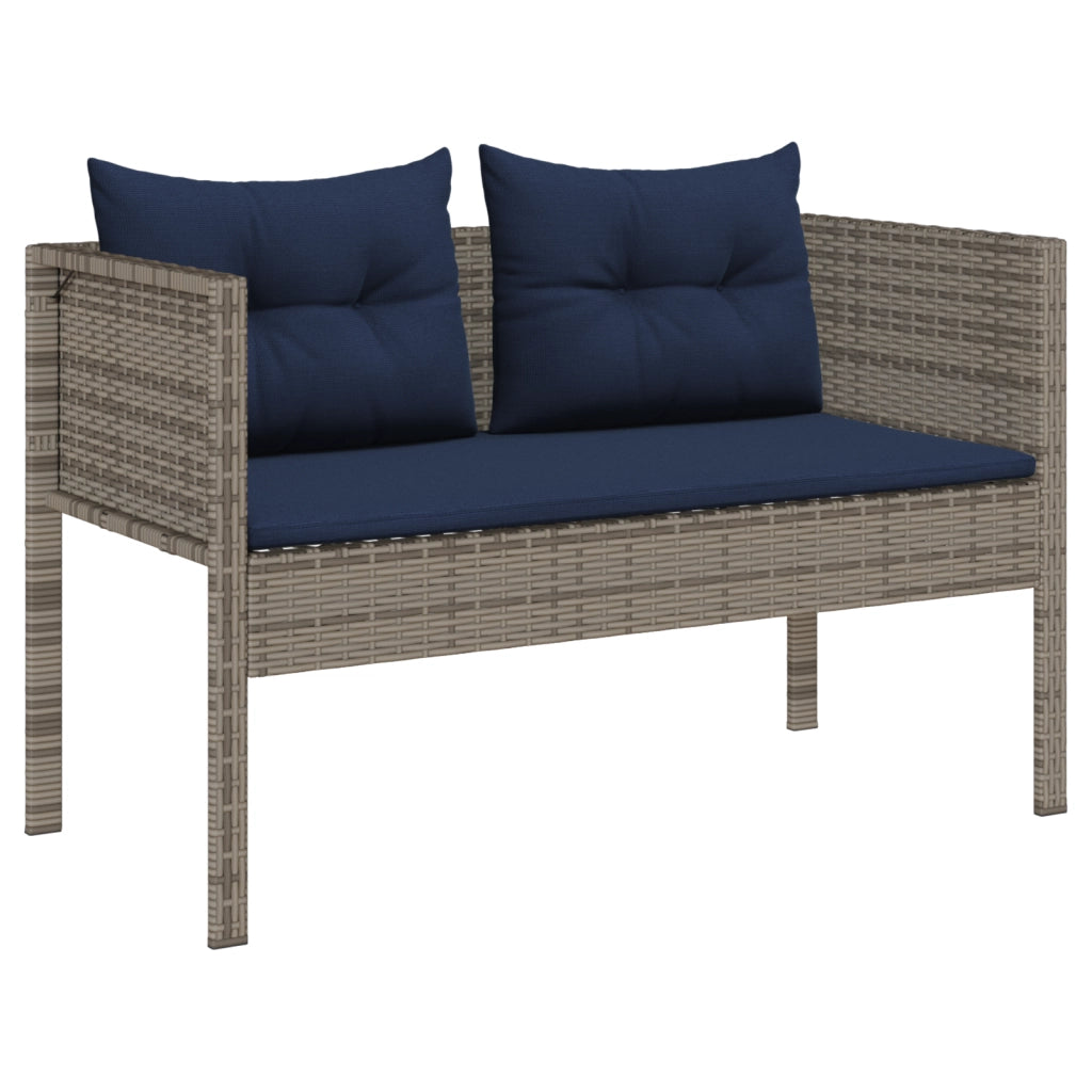 Set Divano da Esterno Grigio e blu navy Rattan con telaio in metallo