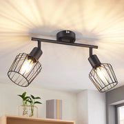 ZMH Faretto da soffitto neri 2 luci E14 metallo orientabili 350° industriali per corridoio soggiorno