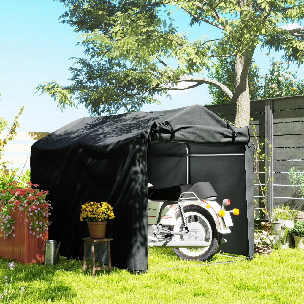Carpa da Giardino Esterno per Biciclette e Attrezzi ¨C zephmum ¨C Grigio Scuro 2.2x1.57x1.65 m