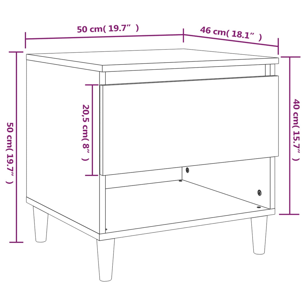 Comodini 2 pz-Set di 2 Tavolino da notte Rovere Marrone 50x46x50 cm in Legno Multistrato