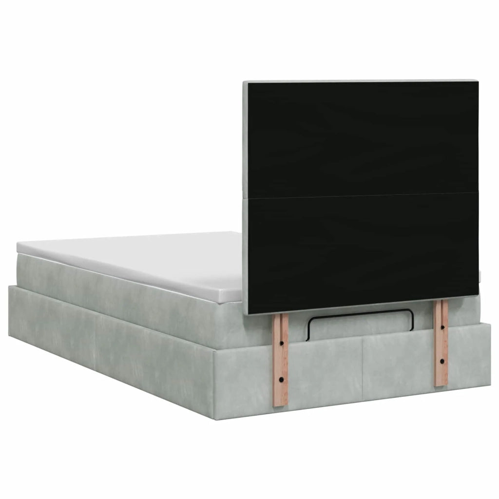 Letto ottomano con materasso Grigio Chiaro 120 x 200 cm Velluto 3457785