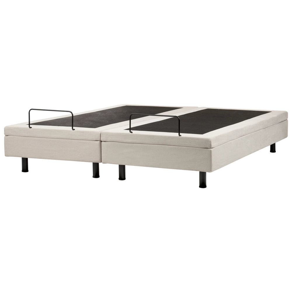 Letto elettrico matrimoniale tessuto beige chiaro regolabile con telecomando senza testiera 180x200 cm stile moderno