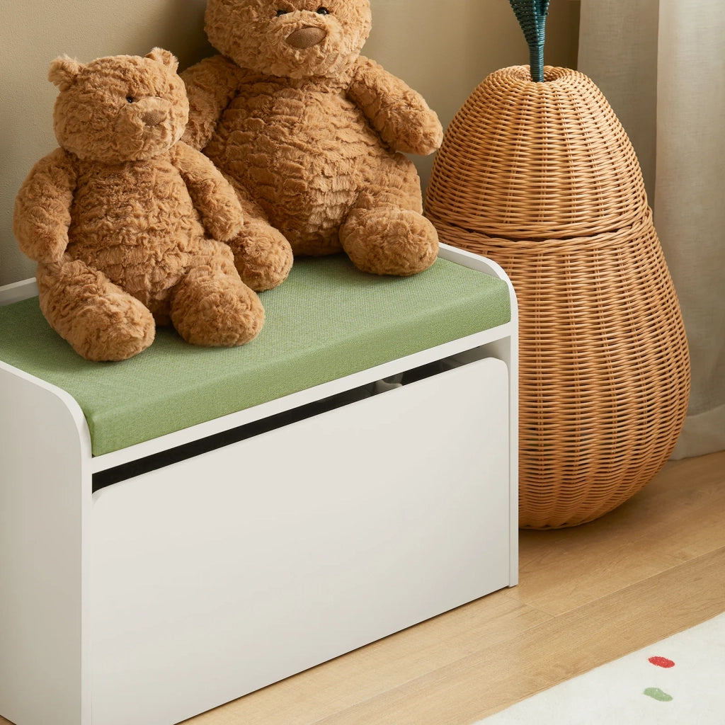 Cassapanca Portagiochi Per Bambini Scatola Portaoggetti Scarpiera Con Sedile Bianco 60x34x35cm KMB80-W SoBuy