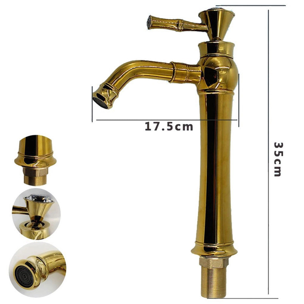 Trade Shop - Rubinetto Miscelatore Monocomando Lavabo Lavello Cucina Alto Ottone Dorato Oro -