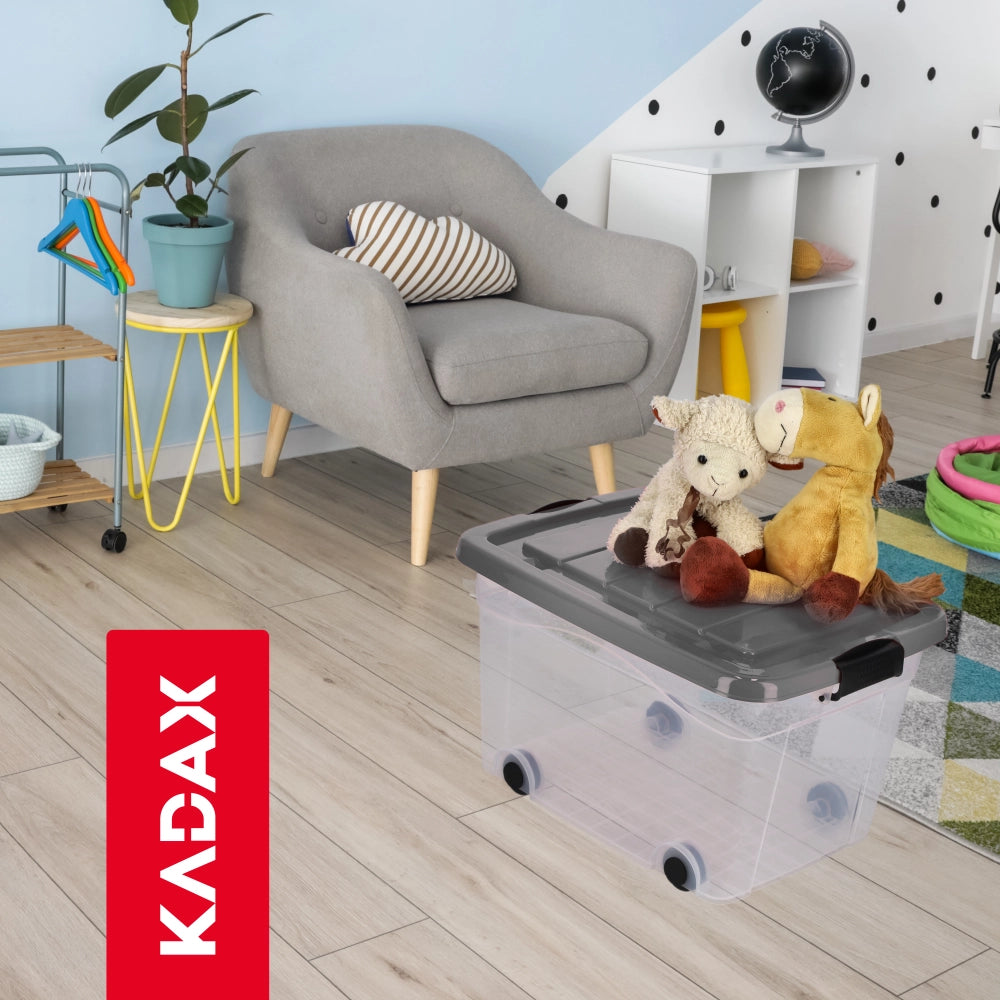 Contenitore per giocattoli KADAX, grande scatola con ruote, in plastica, grande 40 litri