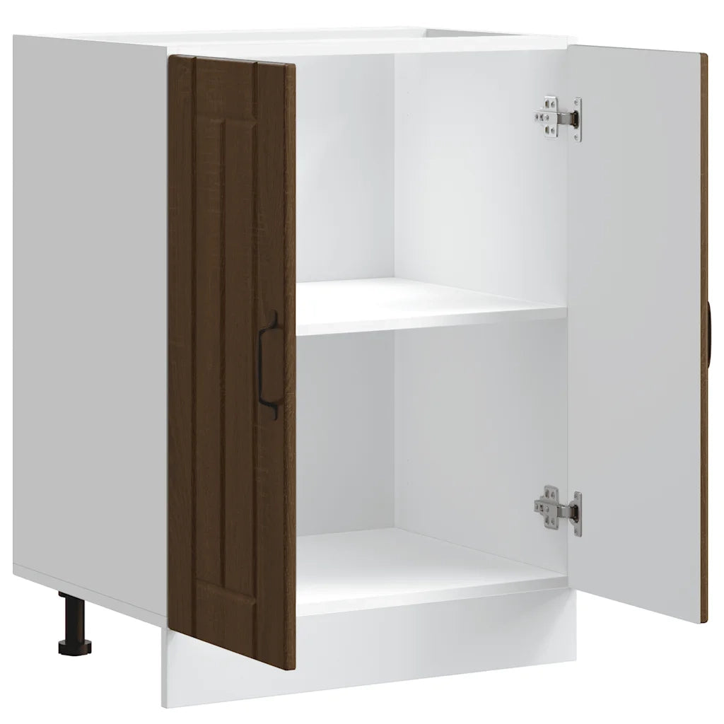 Pensile da cucina | Mobile Base Lavello Lucca Rovere Marrone in Legno Multistrato
