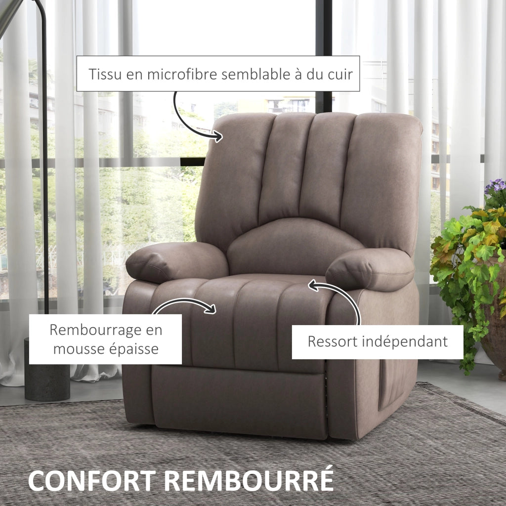 Poltrona relax reclinabile elettrica con poggiapiedi e telecomando ¨C zephmum ¨C 86x92x102 cm grigio