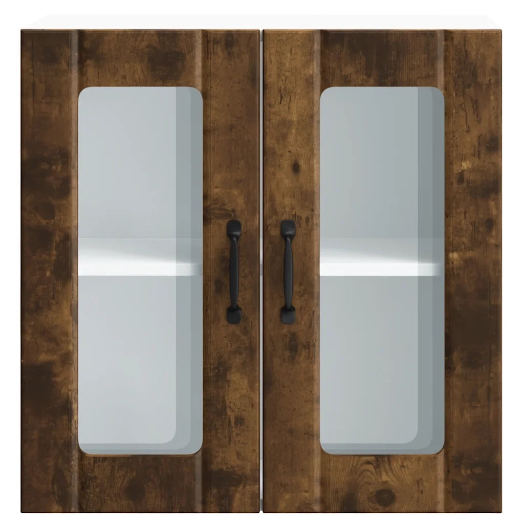 vidaXL Pensile da Cucina con Porta in Vetro Lucca Rovere Fumo