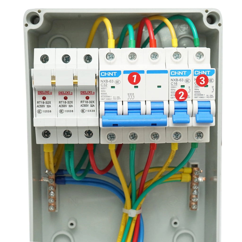 Pannello gruppo prese per organizzazione cantiere 1x415V/32A, 2x230V/16A, 260x170x140mm IP44/IP66 SUNTREE