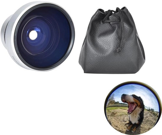 Obiettivo Fisheye 0,25x - Lente Accessoria 37 mm - Lega di Alluminio - Vetro Ottico - Effetto Fisheye Super - Incluso Sacchetto di Protezione - Obiettivo per Fotocamera